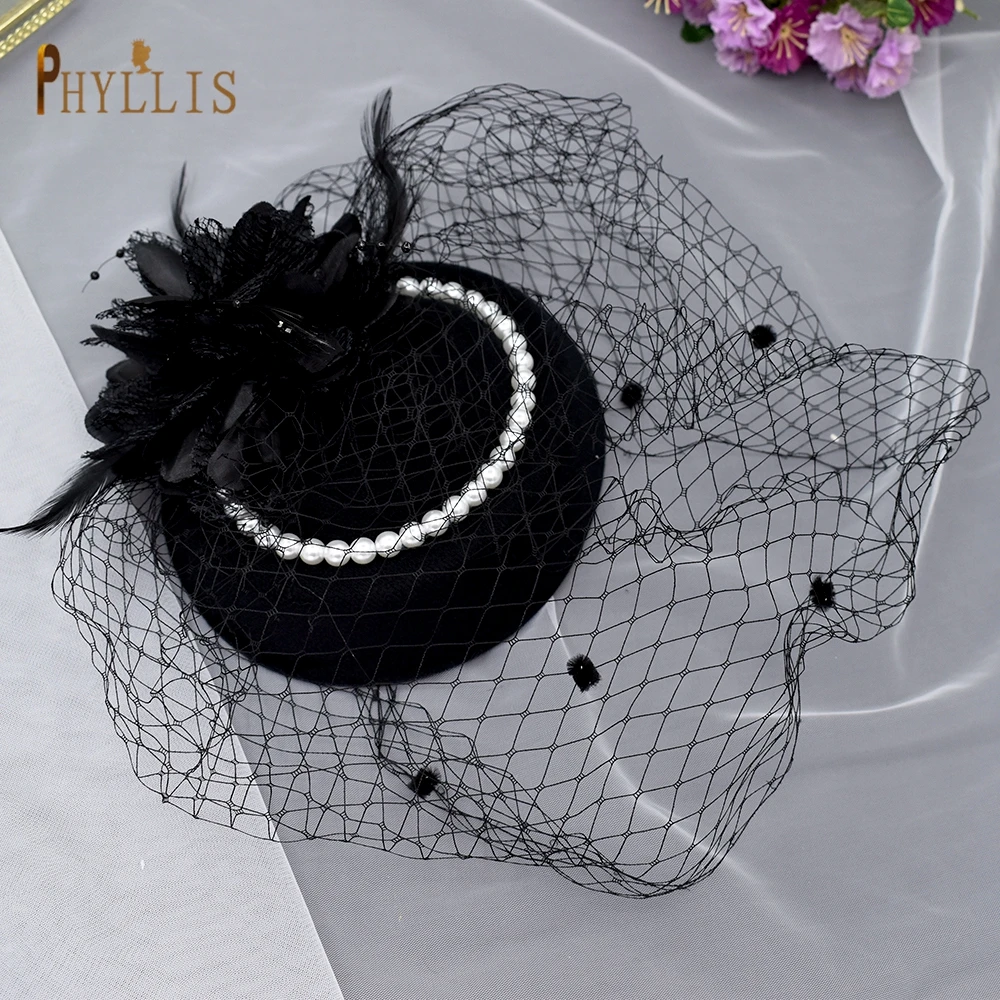 JM08 Birdcage Veil Headpiece 2021 Elegant Women Bridal Hats Cheap Wedding Bride Hat Face Veils Party Prom Hat  Women Fascinator