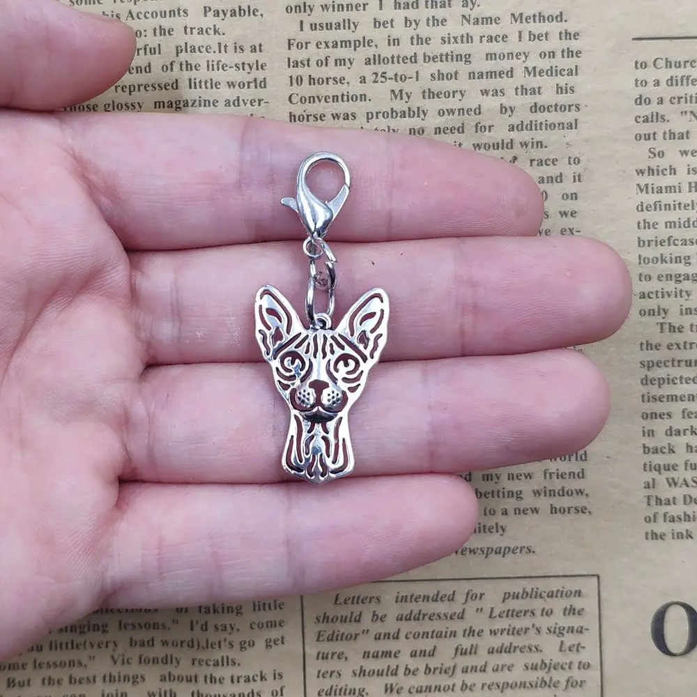 Sphynx Siamese Persian Bengal Lynx Tiger Lion Cheetah Cat Animal Keychain Key Ring Pet Retro Silver Plated Gift