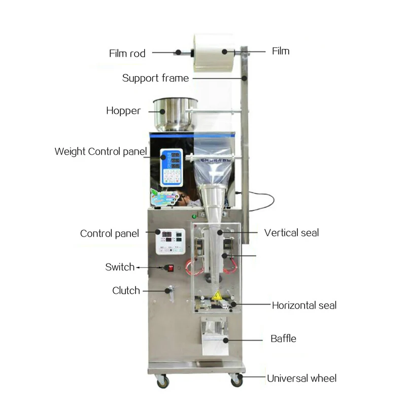 Máquina de envasado de alimentos en Polvo Granular, máquina de sellado de llenado automático, máquina de embalaje cuantitativo, té, pimentón