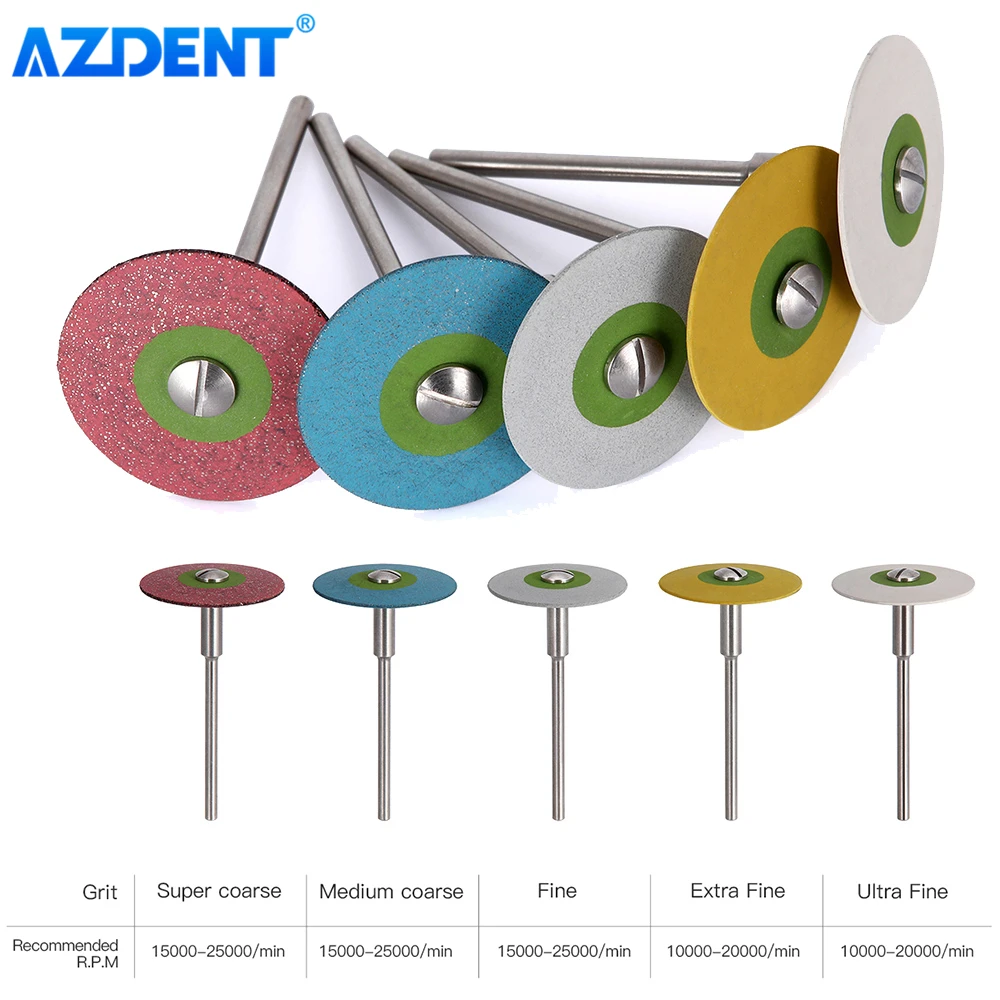 AZDENT Dental Rubber Diamond Polisher Polishing Wheel Disc Grinder for Zirconia Porcelain Workpiece Dentistry Tool Lab