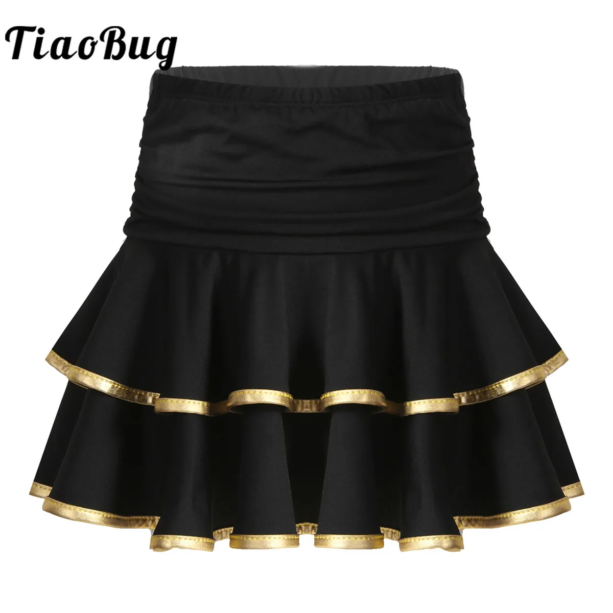 Little Girls Latin Dance Skirt Ballroom Samba Chacha Dancing Dress Inside with Briefs Kids Mini Skirt