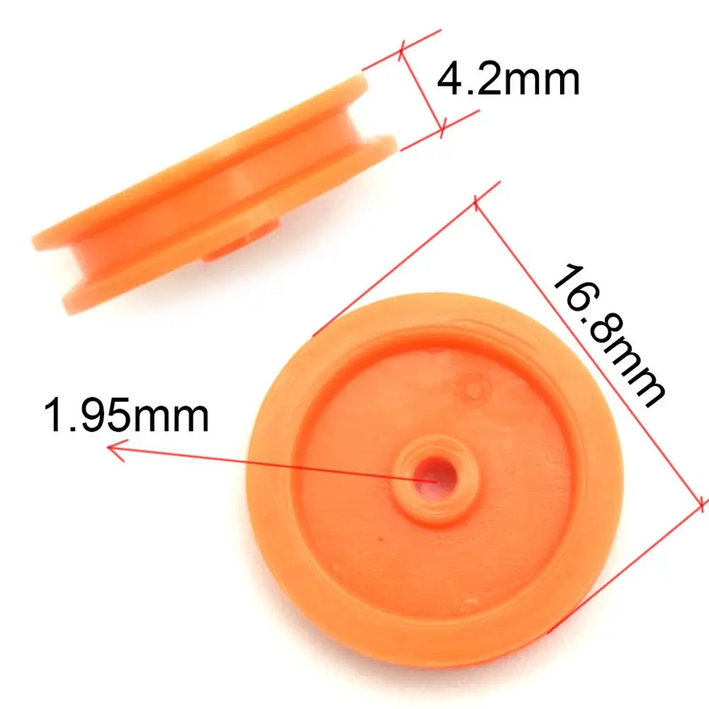 20Pcs/lot 2mm Hole Orange Plastic Belt Pulley 2*16.8mm For DIY RC Toy Car Airplane Accessories