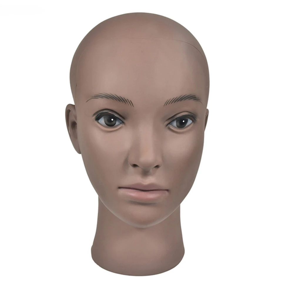 Bald Mannequin Head Wig Stand With 3D Eyes Manikin Head Wig Holder For Make Ups Hair Hat Displays Manican Head