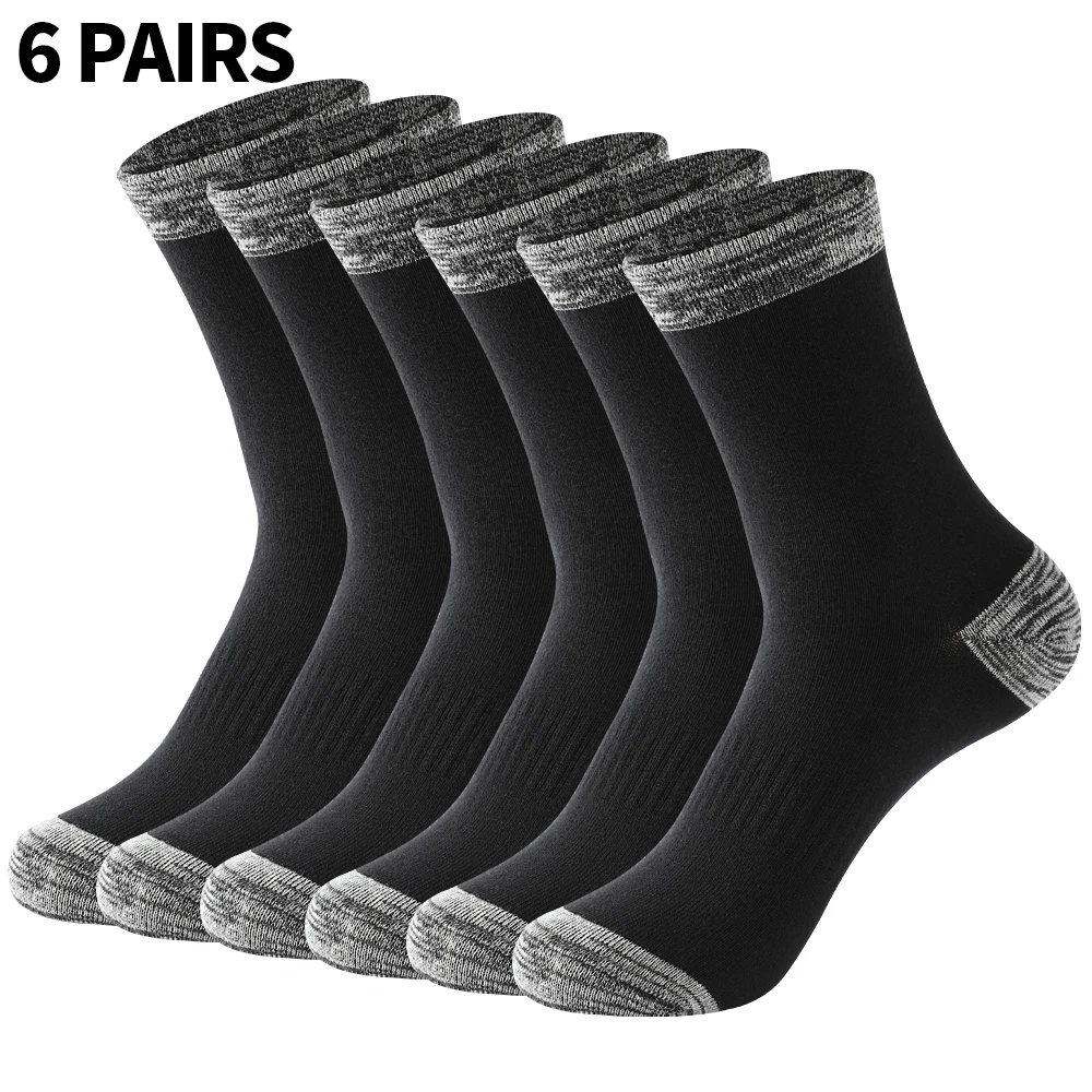 Men Cotton Socks New Men Socks 6 Pairs Lot High Quality Casual Run Black Sports Socks White Male Long Socks Plus Size   EU 38-48