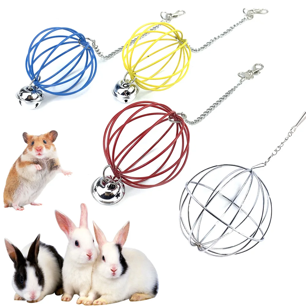 Stainless Steel Hamster Toy Hanging Hay Ball Round Cage Feed Distribution Sports Guinea Pig Rabbit Pet Supplies PetCloud