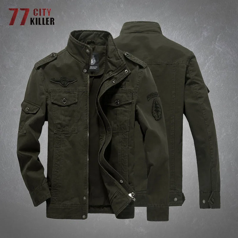 

Куртка-карго мужская с вышивкой, Повседневная Свободная хлопковая куртка на молнии, с множеством карманов, с воротником-стойкой, большие размеры 6XL