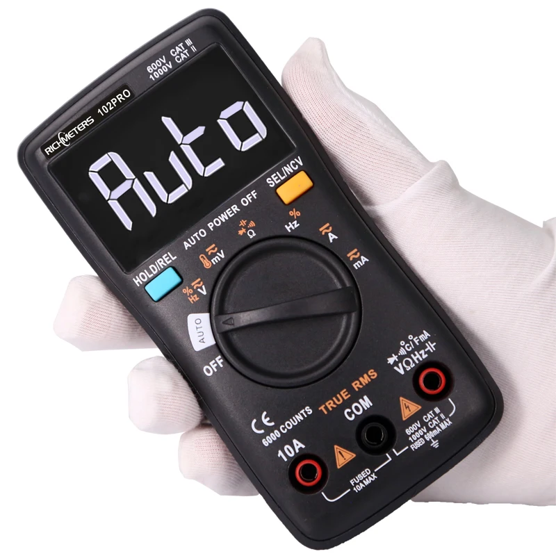 RM101 Digital Multimeter 6000 counts Backlight AC/DC Ammeter Voltmeter Ohm Portable Voltage meter RICHMETERS 098/100/109/111