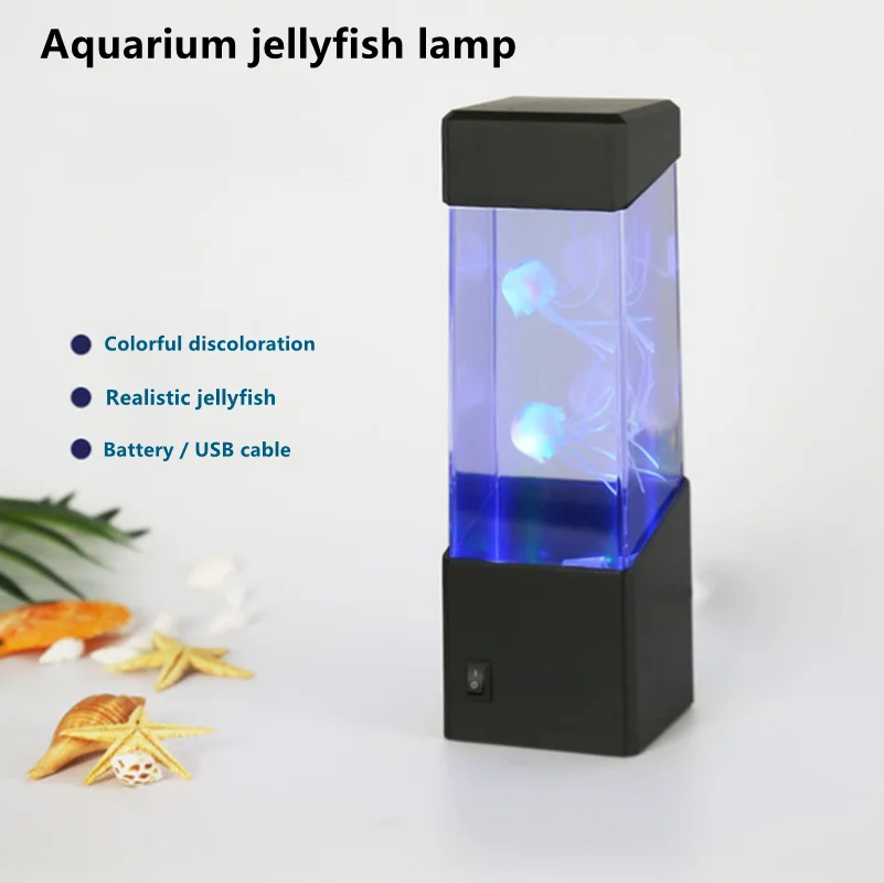 Desktop creative simulation fish tank colorful color changing jellyfish Aquarium