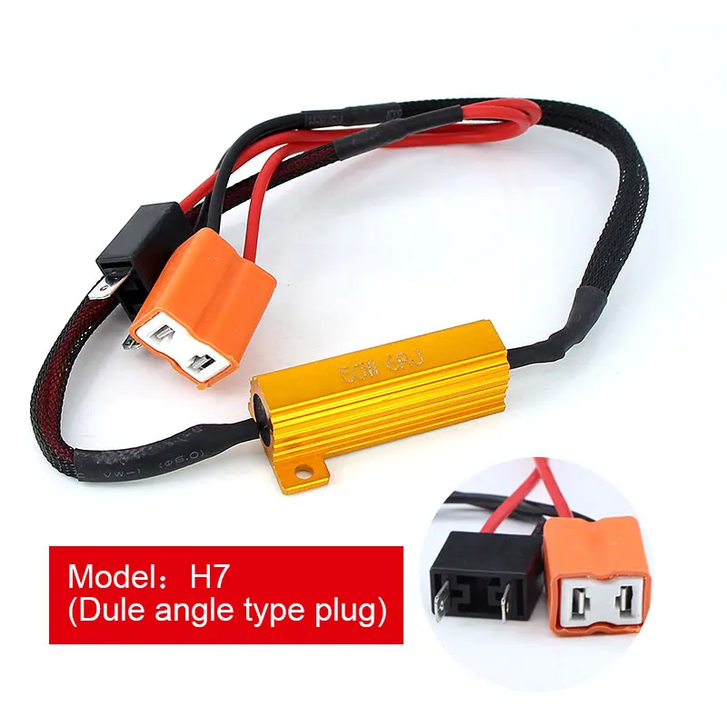 2PCS Error Free H4 H7 H8 H9 H11 9005 HB3 9006 HB4 Headlight Fog Light Xenon Lamp Bulb Decoder Resistor Wire Harness Adapter 50w