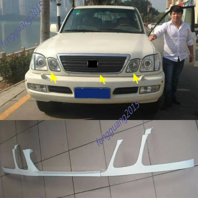 For Lexus LX470 1998-2002 Front Bumper Headlight Trim Under Mesh Primer 3pcs/set