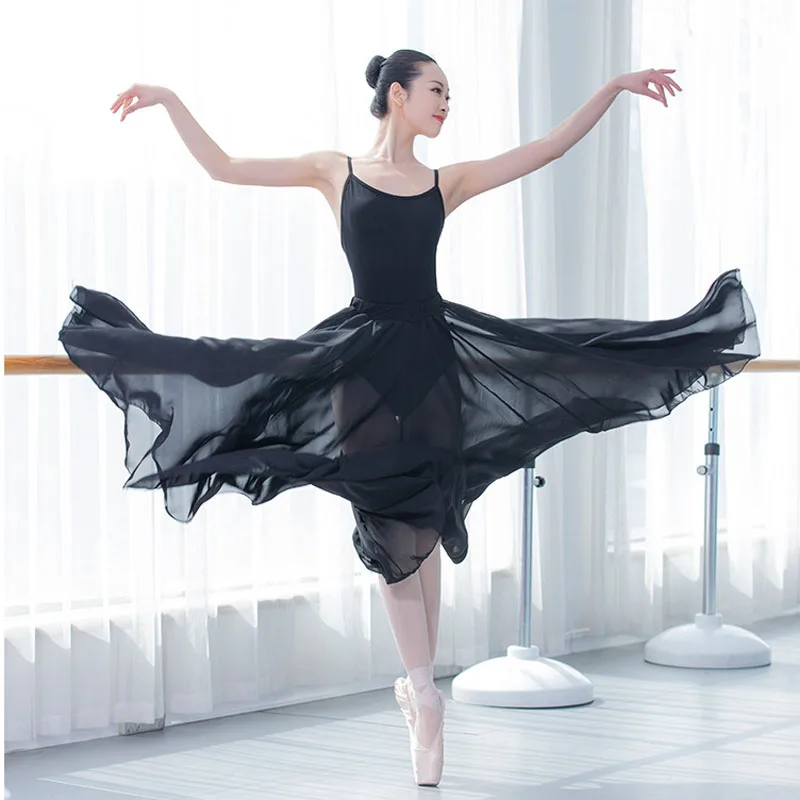 Adults Long Chiffon Ballet Skirt Women Lyrical Soft Ballet Dress  Wrap Skirts Ballet Dance Costumes