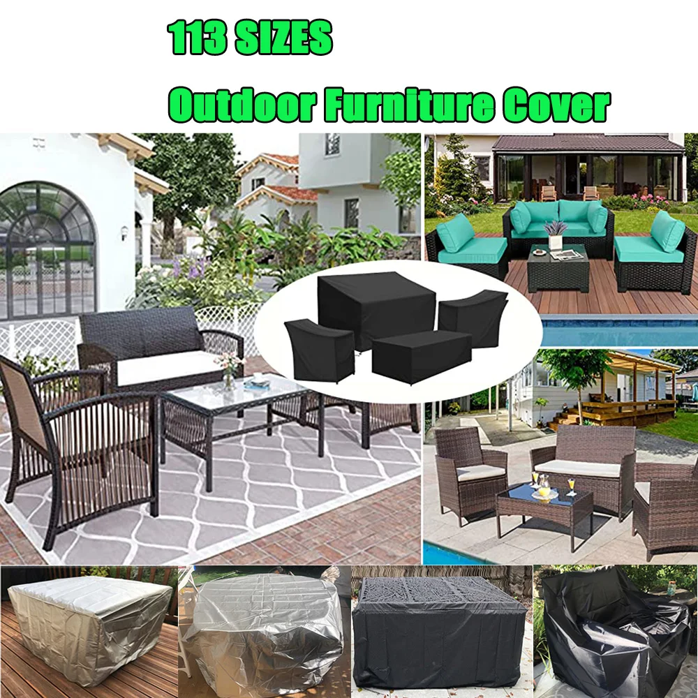 Outdoor 130 Size Oxford Waterproof Furniture Cover For Rattan Table Cube Chair Sofa Dustproof Rain Garden Patio Protective Cover