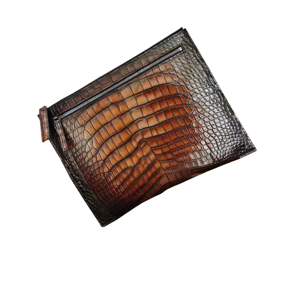 yingshang new arrival men clutch bag men hand bag men crocodile leather bag male crocodile bag brush color bag