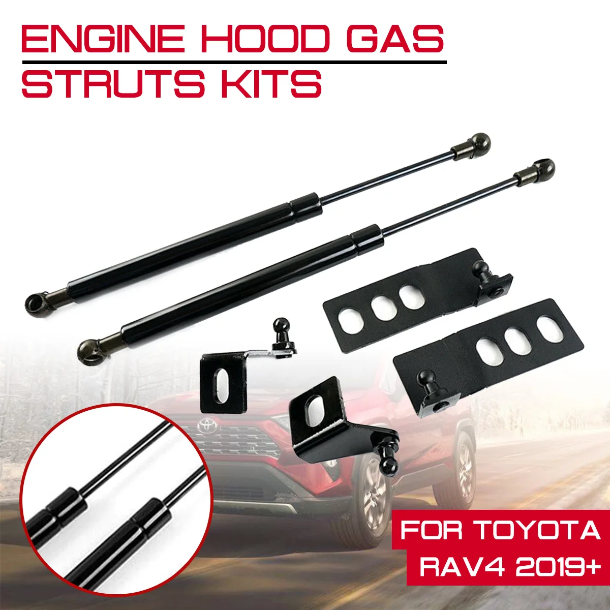 Car Interior Hood Cover Hydraulic Rod Refit Bonnet Hood Gas Shock Lift Strut Bars Support Rod For Toyota RAV4 2019+