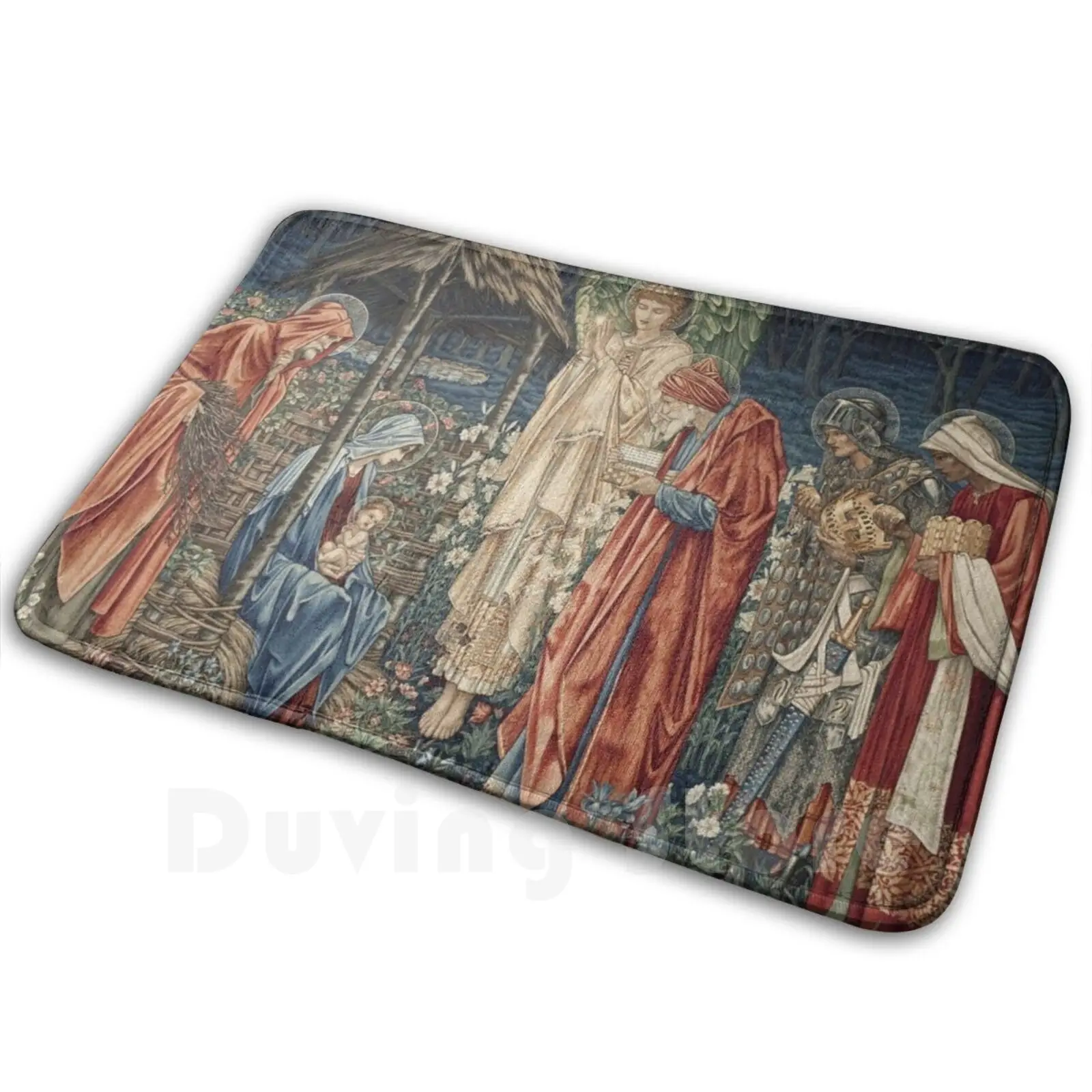 Edward Burne-Jones-The Adoration Of The Magi Carpet Mat Rug Cushion Soft Non-Slip Child Landscape River House Bird