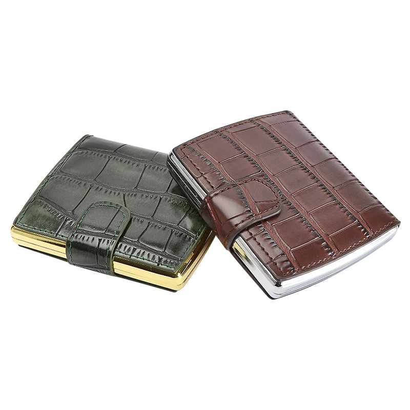 New 1Pieces  PU Leather Cigars Cigarette Tobacco Case Box Holder Pocket Box Holder Storage Metal Container Gift Box Best Gift