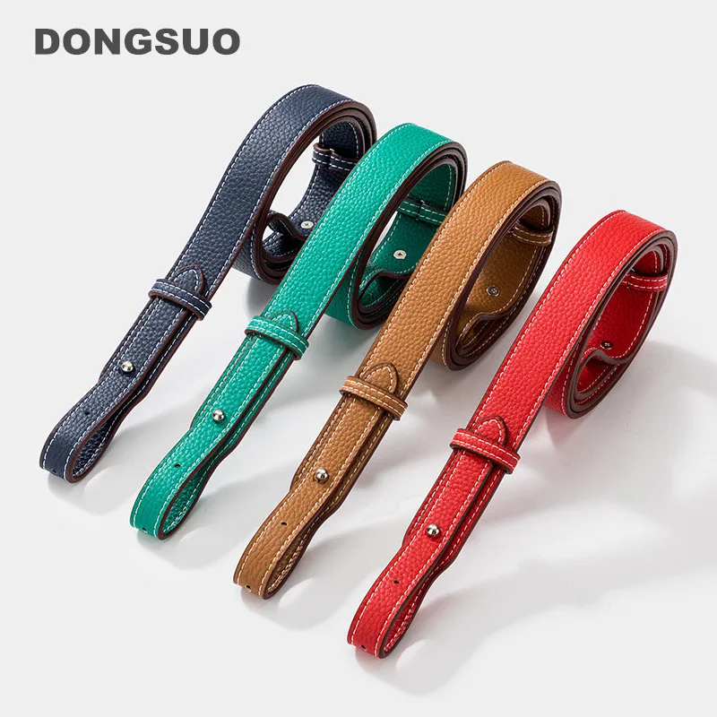 Bag strap 100% genuine leather strap for designer brand bucket shoulder messenger bag belt cowskin leather accessory bag parts