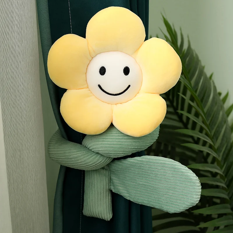 1pc 95cm Sunflower Plush Toys Kawaii Curtain Button Plushie Room Decorative Plants Dolls Stuffed Soft Smile Flower Multifunction