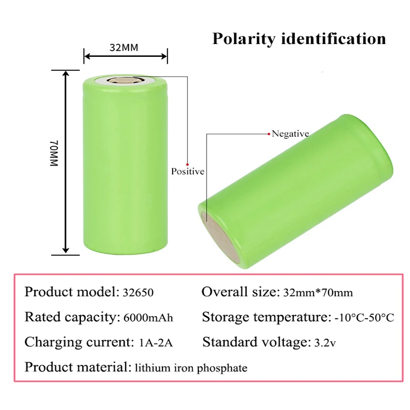 MJKAA 1/2PCS High Quality 32650 Lifepo4 3.2v 6500mah 33A 55A Discharge Bike and Screwdriver Battery Powered Led Lights A22