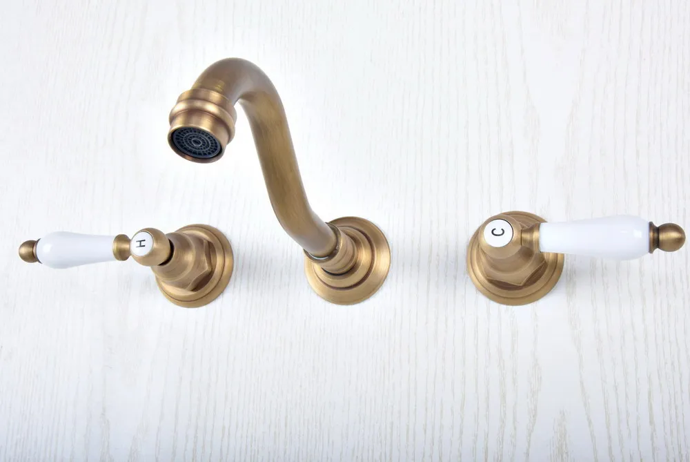 Imagem -05 - Torneira Vintage de Latão com Dois Punhos Torneira de Pia de Lavatório Dsf902