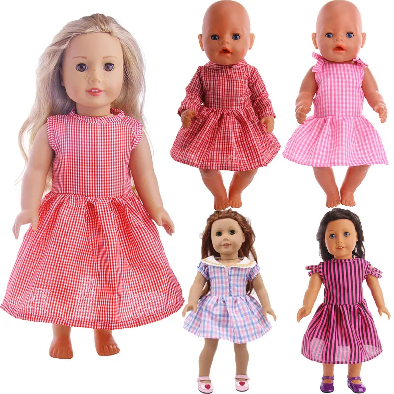 

1 Pieces Plaid Skirt Clothes For Doll For 18 Inch American Doll & 43 Cm New Born Baby Clothes ,Dolls Accessories Vetement Poupee