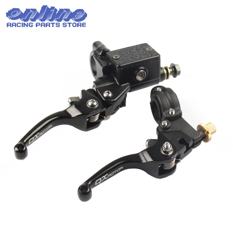 Black QXMOTOR Logo CNC folding brake lever clutch Lever with front pump Fit Most CRF KLX YZF RMZ Motorcycle Dirt Bike Motorcross