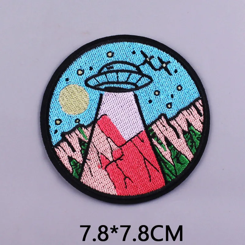 Scenery Patch Sun Mountain Iron On Patches For Clothes Round Patch Embroidered Patches For Clothing Ironing Stickers Van Gogh