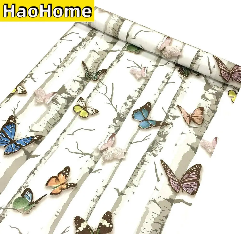 HaoHome Butterfly DIY Self Adhesive Wallpaper Peel And Stick Contact Paper for Bedroom Shelf Drawer Decor