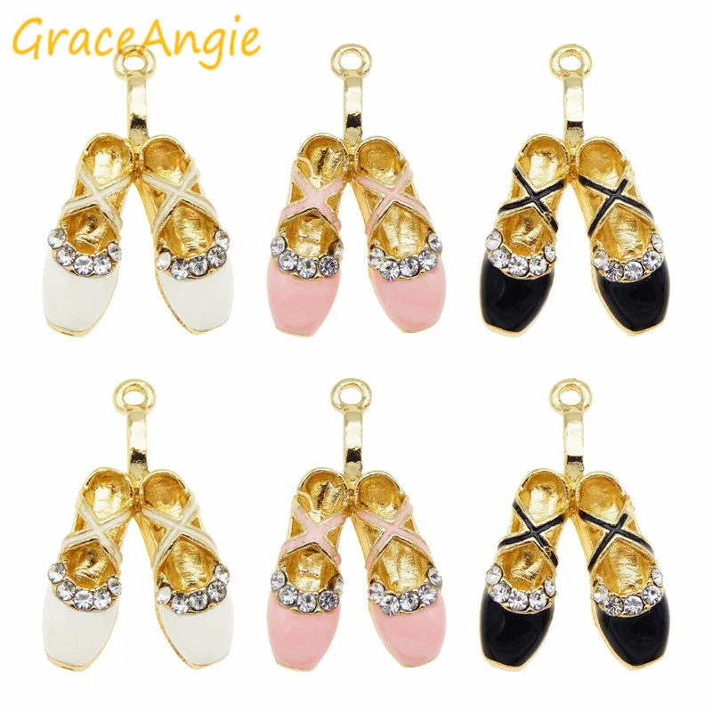 3pcs Enamel Dancer pendant Rhinestone Jewelry Making DIY Handmade Ballet Shoes Charms For Bracelet Earrings Necklace Gift DIY