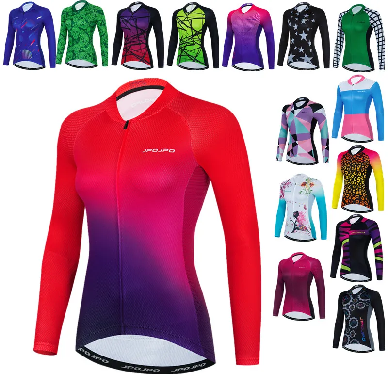 

JPOJPO 2024 Pro Team Cycling Jersey Women Autumn Long Sleeve Bike Clothes Mountain Bicycle Clothing Tops Spring Cycling Jacket