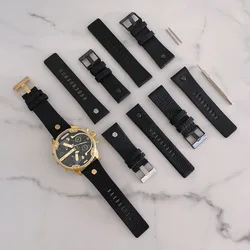 Cow leather watchband For Diesel DZ4323 DZ7333 DZ7313 DZ7257 DZ7371 watch strap 26 28 30 32mm Large plate men's watch bracelet