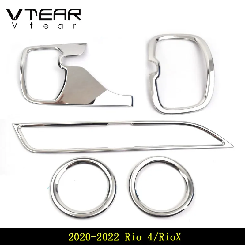 Vtear For Kia Rio 4 x line Accessories air outlet circle cover x-line interior mouldings car-styling chrome trim decoration 2019