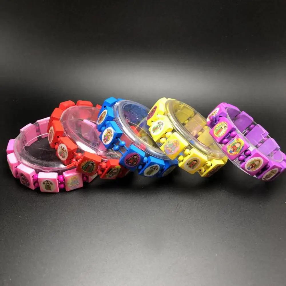 10PCS/pack colorful icon wooden religious Guadalupe rosary bracelet