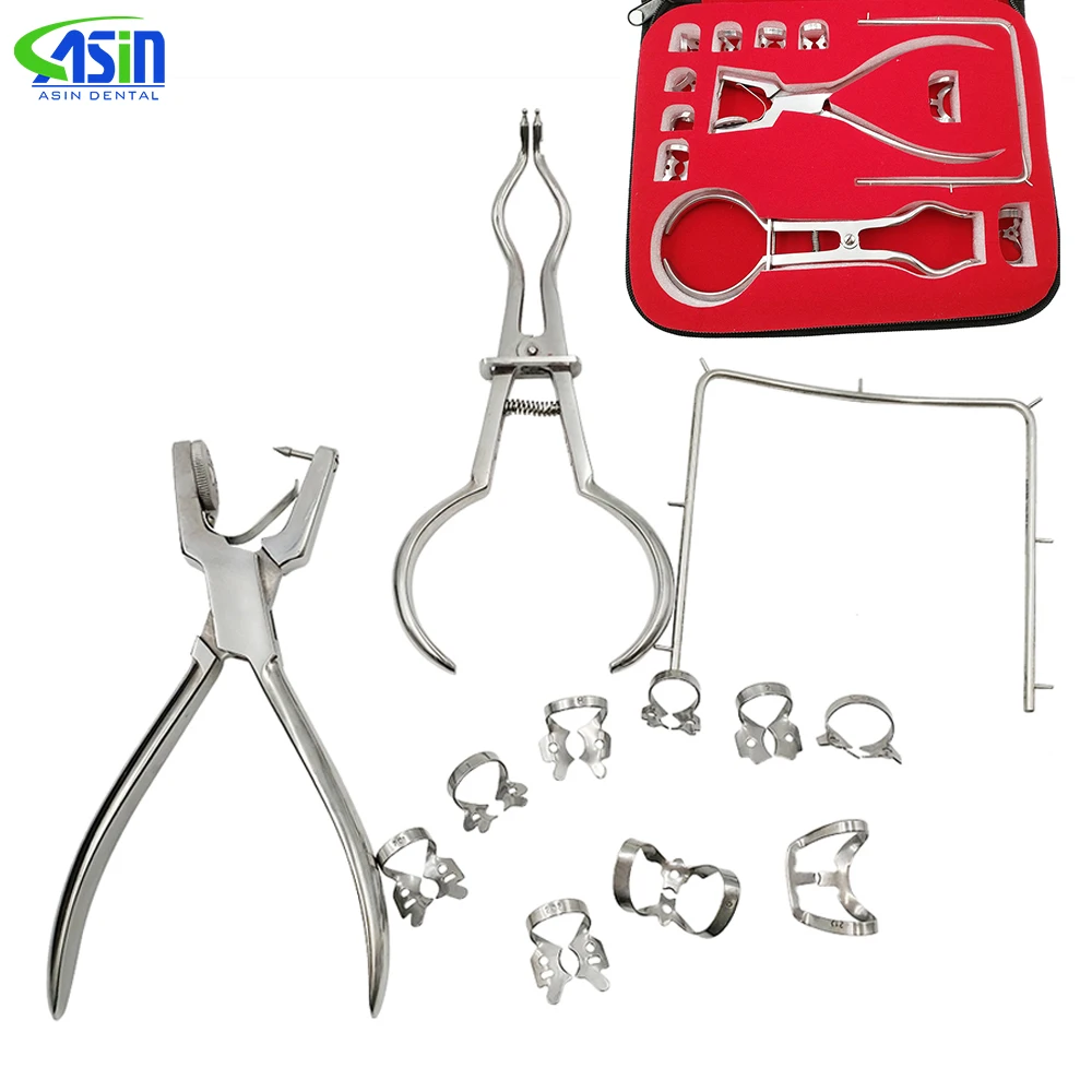 1 Set Dental Rubber Dam Perforator Puncher Teeth Care Pliers Orthodontic Material Dentist Lab Device Equipment With Storage Bag