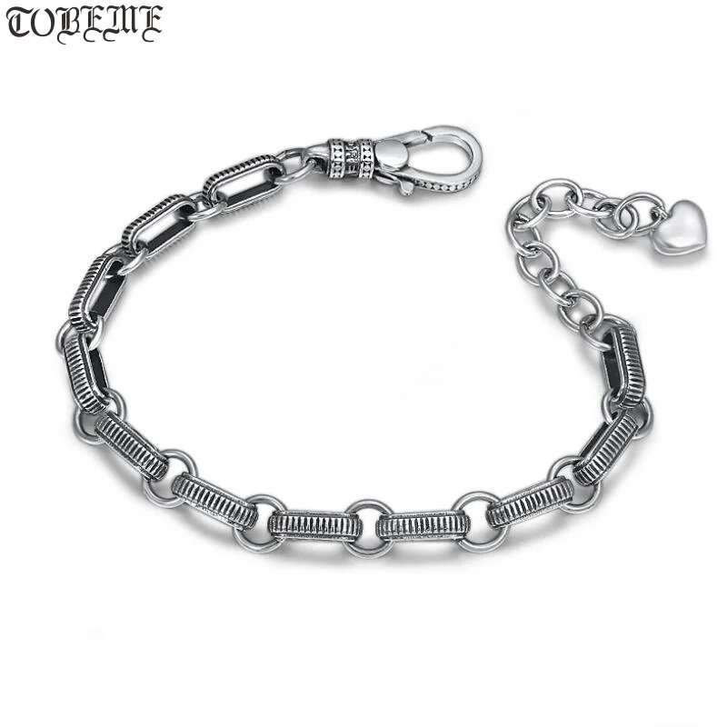 

100% 925 Silver Chain Bracelet Vintage 925 Stering Bracelet Heart Charm Bracelet Back to School