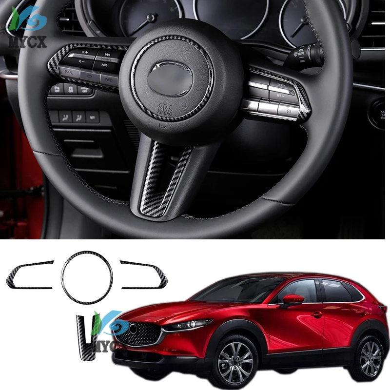 4 قطعة لمازدا CX30 CX-30 2020 2021 الداخلية غطاء عجلة القيادة تقليم الكروم اكسسوارات السيارات التصميم