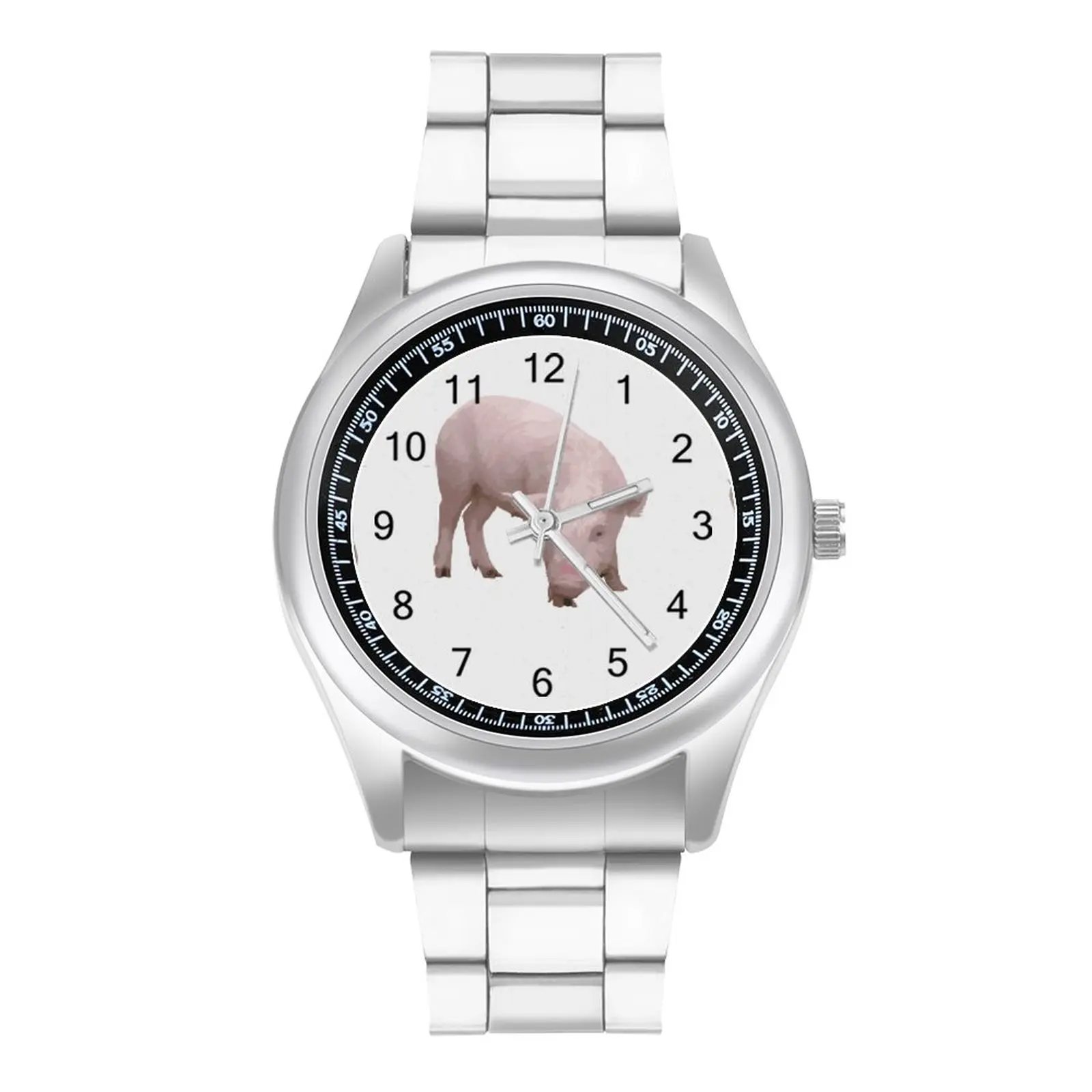 

Pig Quartz Watch Photo Fancy Wrist Watch Steel Wideband Home Teens Wristwatch