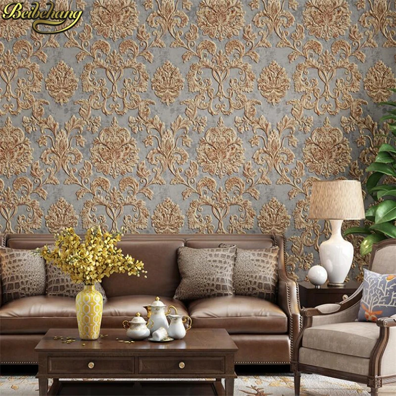 beibehang Embossed European Luxury Damask Wallpapers for Living Room wall papers home decor bedroom wallpaper home improvement