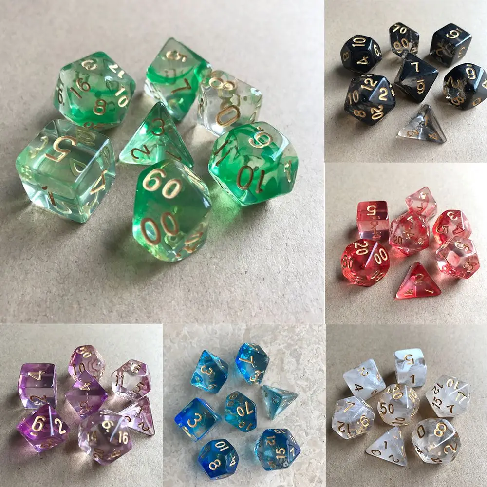 For RPG DND Accessories 7Pcs Multi-Sided Clear Dice Set Game Dice Polyhedral Dice For Board Card Game Tarot Supplies