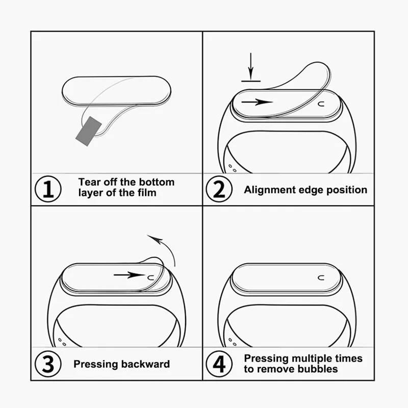 Protetor de Tela para Xiaomi Mi Band, 3D Protetor de Vidro Macio, Capa Pulseira Inteligente, Não Vidro, Mi Band 4, 5, 6, 7