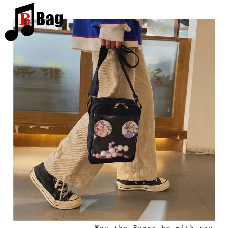 Japanese-Style Anime Merch Lolita Kawaii GirlWomen Itabag Handbag Plastic Bags Badge gift student School DIY Transparent Bag