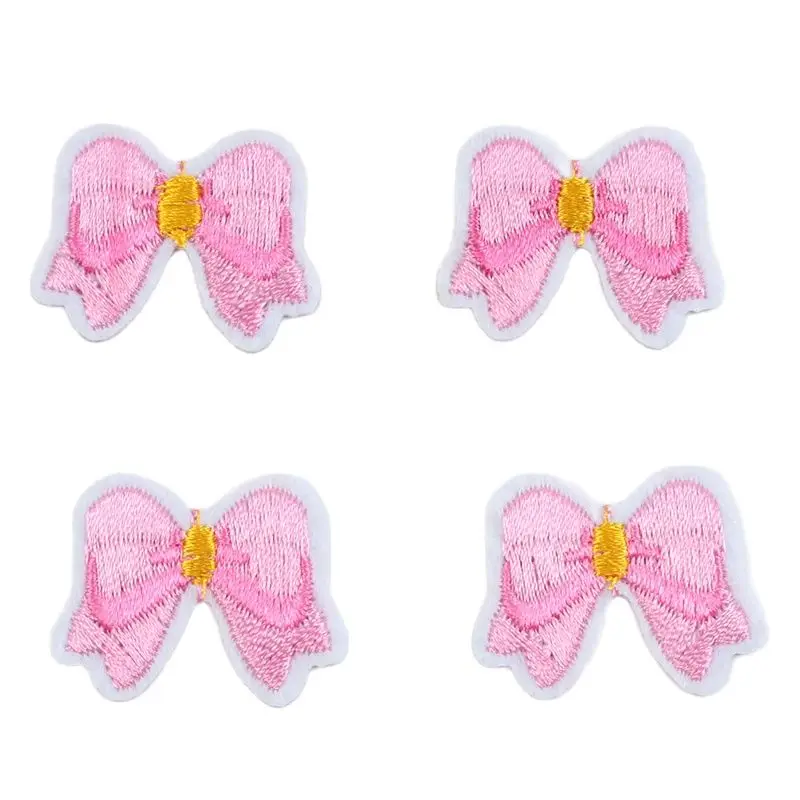 10pcs Cute Pink Bows Patches For Girls Bags Shirts Shoes Suits Dress Decoration DIY Iron On Fabric Appliques Sewing Jeans Badge