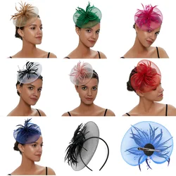 Épingle à Cheveux en Fil de Filet pour Femme, Coiffe en Plumes, Fleur de Tête, Petit Chapeau Exquis, Fascinateurs de ix, Patients de Bal