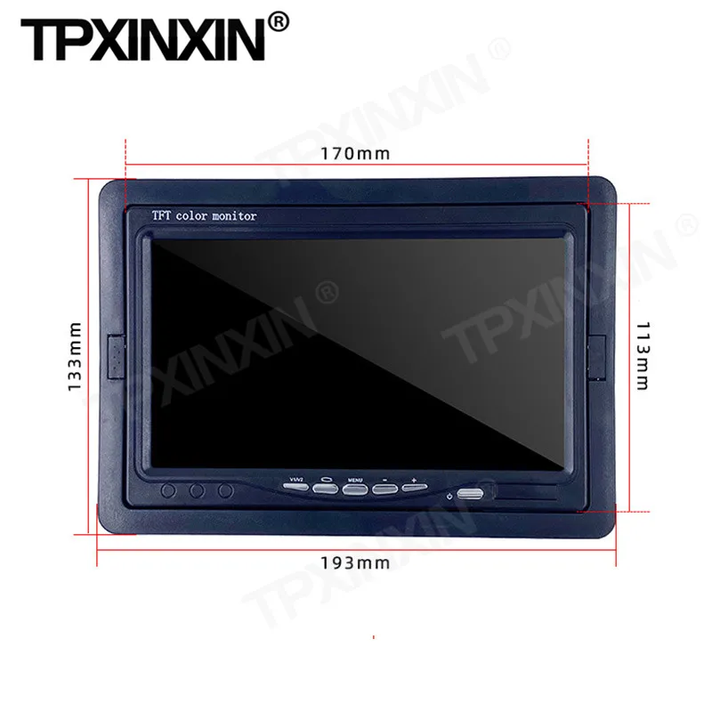 7-inch Wide-angle LCD Screen Reversing Image IPS High-definition Car Monitor Wide Voltage 12-36V