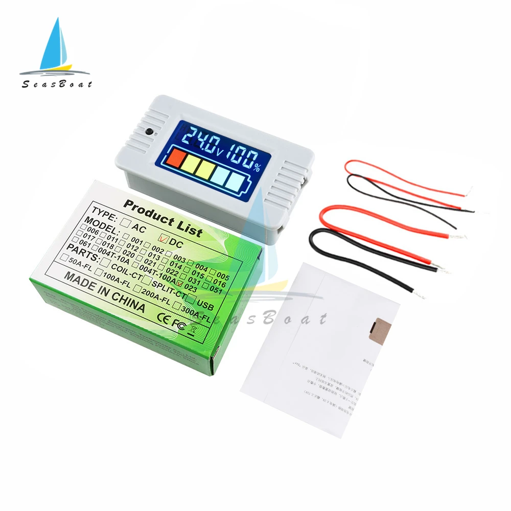 Battery Capacity Indicator 12V 24V 36V 48V 60V 72V 0-100V Li-ion Lead acid Battery Tester with LCD Digital Voltmeter