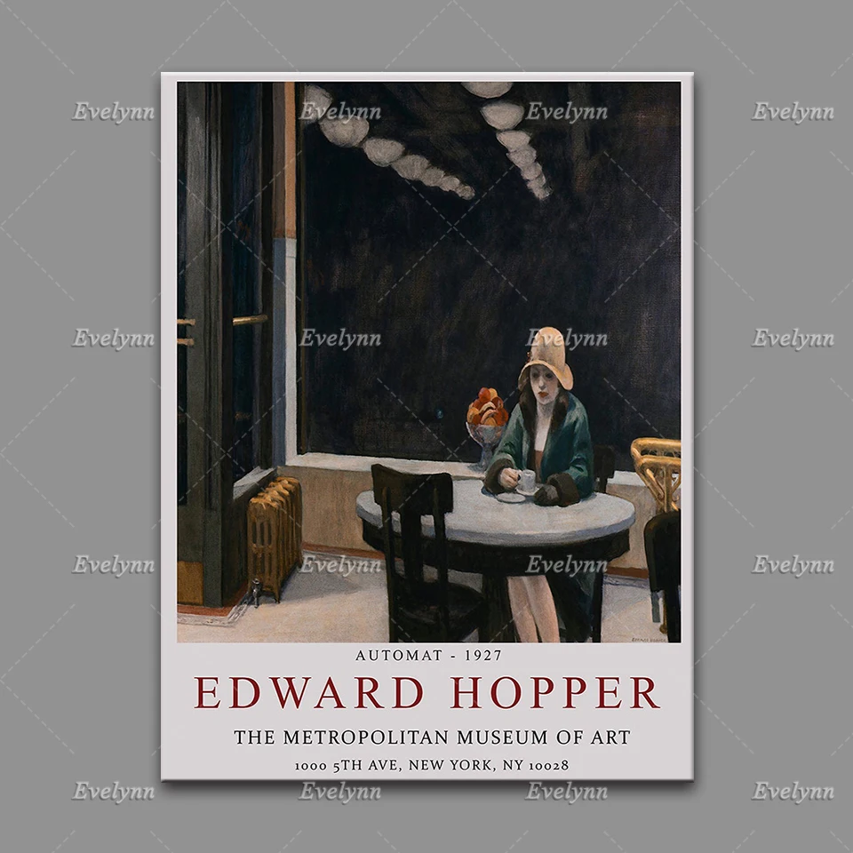 Edward Hopper Exhibition Poster, Wall Art Home Decor, Realism, Architecture, Scenery, Gift Idea, Minimalism Prints Canvas