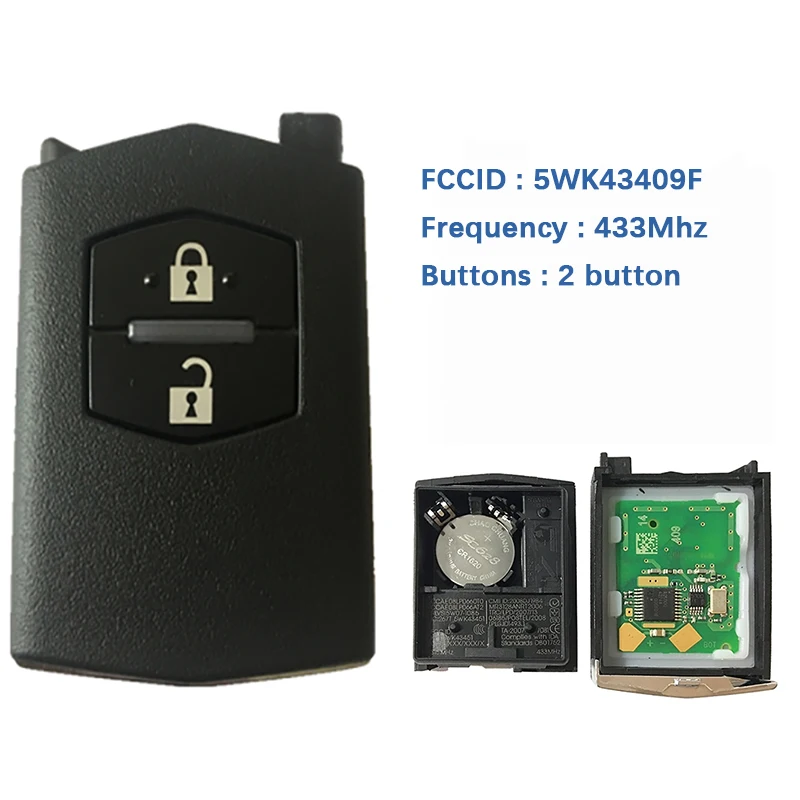 CN026002 Original 2 Button Remote Car Key Control For Mazda With Frequency 433MHz Siemens System FCCID 5WK43409F