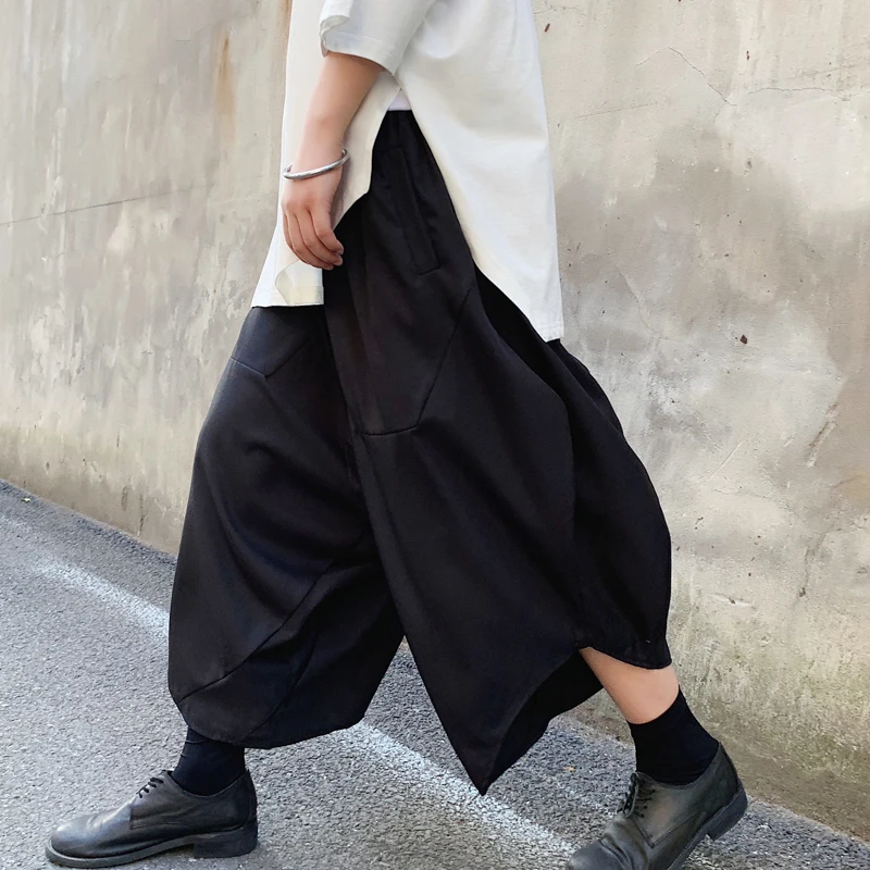 

Summer black crotch trousers casual slacks culottes flared trousers shorts young hairstylist Yamamoto