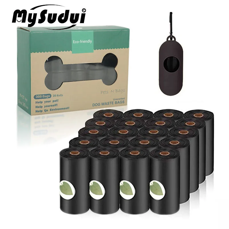 

MySudui 20 Rolls Compostable Dog Poop Bags With Dispenser Eco Friendly Biodegradable Dog Bags Waste Poop Bag Holder Bolsas Perro