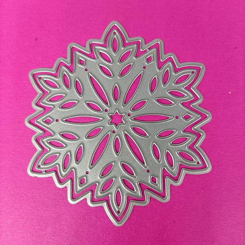 Snowflake Background Frame Metal Cutting Dies Stencils Scrapbook Album Embossing Paper Card Making DIY Handicraft Decor